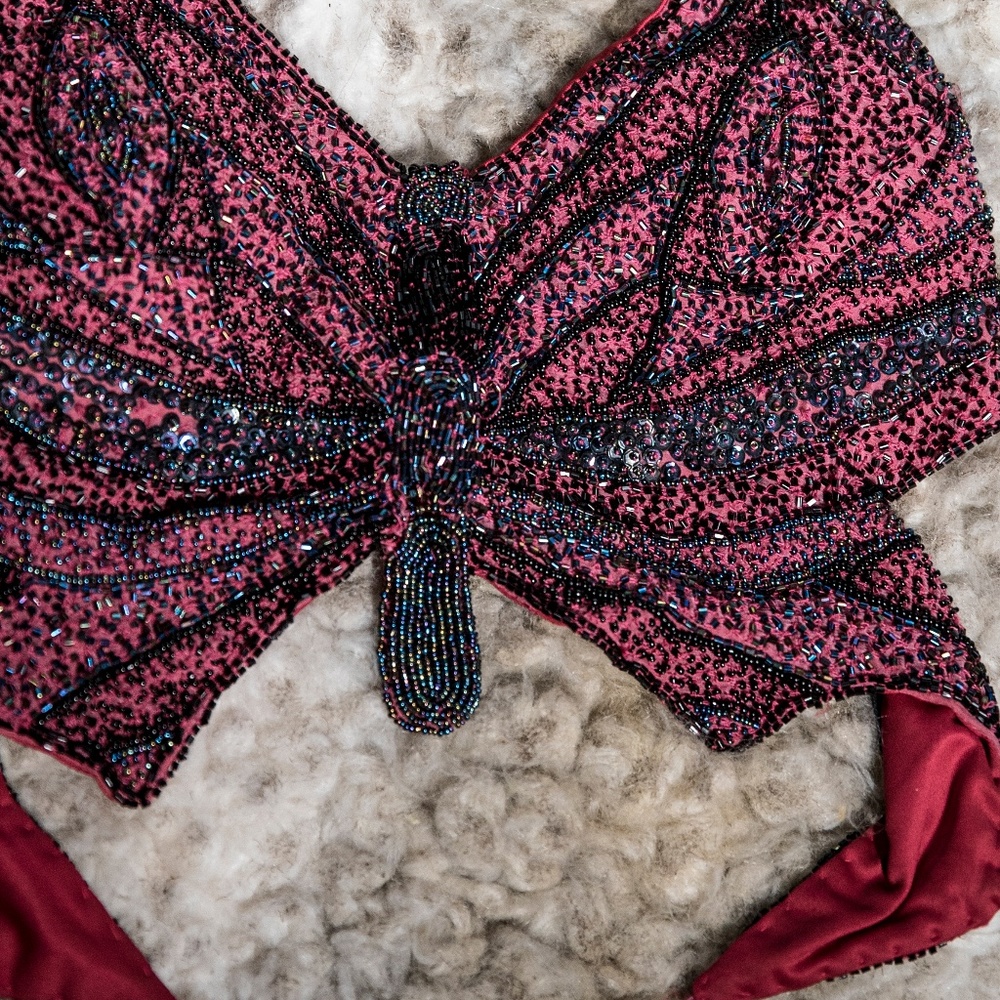 Vintage Beaded Butterfly Top